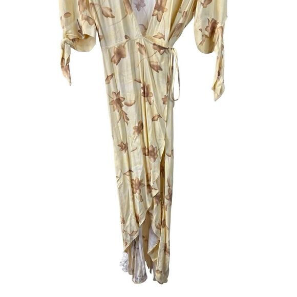 Reformation Floral Royce Wrap Maxi Dress Tuscany Yellow Size Large - Picture 7 of 12